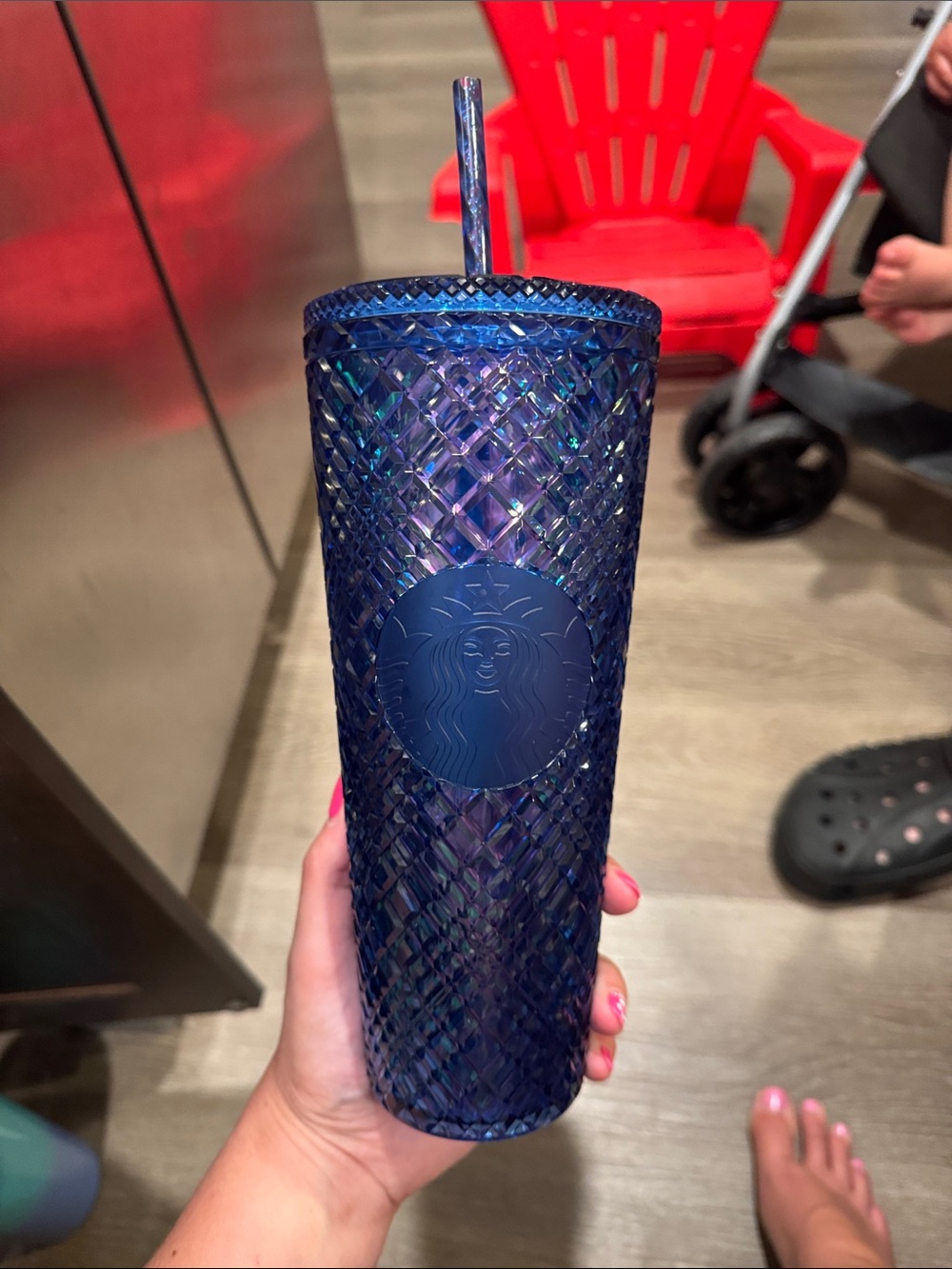 Starbucks Iridescent Deep Blue Diamond Tumbler with Straw